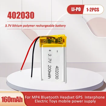 1-2 BUC 402030 042030 3.7 V 200mAh Reîncărcabilă Litiu-Polimer Acumulator Pentru GPS MP3 MP4 MP5 Difuzor Bluetooth Ceas de Înregistrare pen Imagine