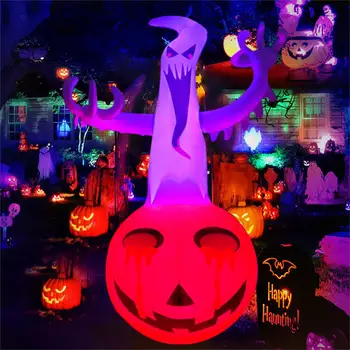 1.2 M Inaltime Halloween Gonflabile Fantoma pe Dovleac de la Distanță de Control cu LED-uri Stralucitoare în aer liber Gazon Yard Decoratiuni de Halloween Imagine