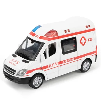 1:32 Ambulanță Masina de Jucarie Model de turnat sub presiune din Aliaj Trage Înapoi de Sunet Și Lumină Speciale de Poliție Mașină de Jucărie pentru Copii Cadouri Imagine
