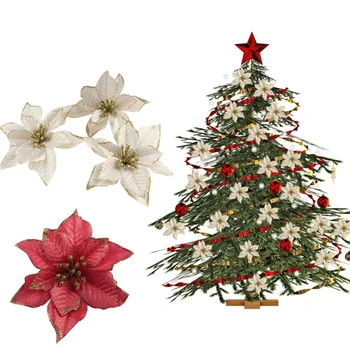 1 BUC de Crăciun Artificial, Flori, Sclipici, Flori False Crăciun și Decorații de Brad Ornamente de Crăciun Petrecere Acasă Decor Imagine
