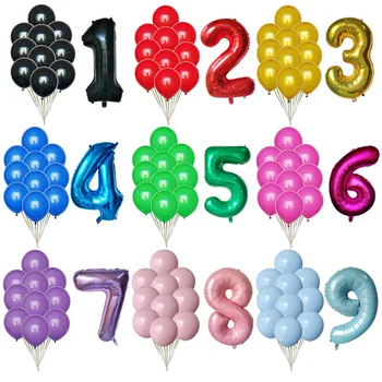 11pcs Fată Băiat Ziua de nastere Baloane 32inch Numărul Balon Copil de Dus Fericit la Petrecerea de Ziua de Decorare pentru Copii Anniversaire Consumabile Imagine