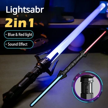 2 buc Jucărie Sabie cu Laser Rosu si Albastru Dublu Sabia Retractabil Două Într-O singură Sabia Jedi Cosplay Armă de Jucărie pentru Copii Cadouri Imagine