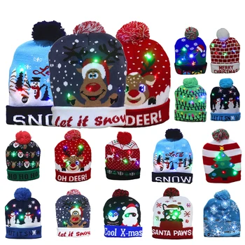 2023 Anul Nou a CONDUS Tricotate Pălărie de Crăciun Pentru Copiii Adulți Iarna Căciulă Aprinde Palarie Cald de Anul Nou Decor de Crăciun Cadou Imagine