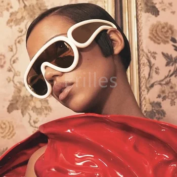 2023 Lux de Moda Punk Sport ochelari de Soare pentru Femei Brand Designer Una Bucata Ochelari de Soare Y2K Bărbați Ochelari de cal Nuante Uv400 Ochelari de Lagre Imagine