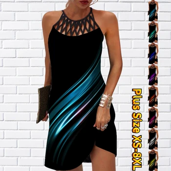 2023 Moda de Vara Fusta Subțire Rochie de Moda de zi cu Zi Stradă Echipajul Gât Rochie de Petrecere Femei Nou Design de Imprimare Genunchi-lungime Fusta Imagine