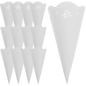 20BUC Gol Confetti Deținătorii de Ambarcațiuni de Hârtie Petală Conuri pentru Petrecerea de Nunta de Stocare (Alb) Imagine