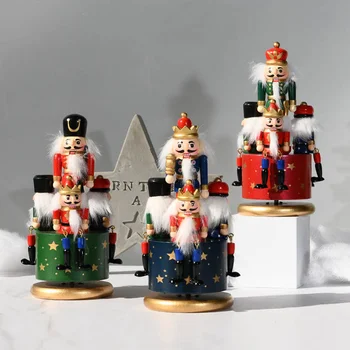 23cm Crăciun, spărgătorul de Nuci de Rotație Cutie de Muzică Soldat din Lemn Meșteșuguri Creative de Păpuși Doll Party Cadou Ornament Decor Acasă Imagine