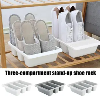 3-Compartimentul Papuci De Casă Rack Cutie De Depozitare Reglabil Organizator Pantofi Storasge Încălțăminte Titularul Slot Economie De Spațiu Raft De Depozitare Pantofi Imagine
