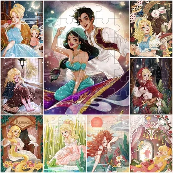35 Piese Disney Princess Jigsaw Puzzle Alice Ariel Puzzle Cenusareasa Desene animate Simplu Cadou Handmade pentru Copii Jocuri de Puzzle Imagine