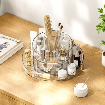 360 de Rotație Cosmetice Display Stand Clar Filare Cosmetice Container de Depozitare Multiple de Rețea Multifuncțional pentru Rujuri Parfumuri Imagine