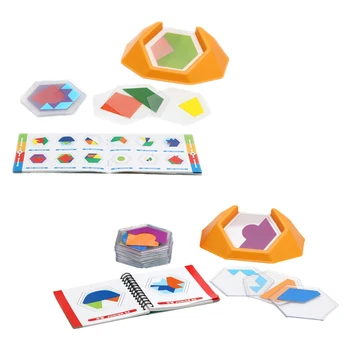 3D Puzzle-uri de Formă Geometrică Tangram Puzzle Bord, Jocuri de Constructii pentru Copii Imagine