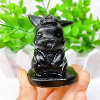5.5 CM Naturale Obsidian Negru Desene animate Cristal Animale Frumoase de Piatră prețioasă Meserii Pentru Fengshui Decor Acasă de Colectare 1buc Imagine