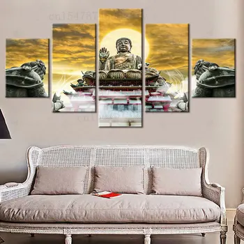 5 Panoul de Printuri Modular Postere Acasă Budist Decor Buddha Religie Tablouri Canvas Wall Art Imagini de opere de Artă HD Print Nu Încadrată Imagine