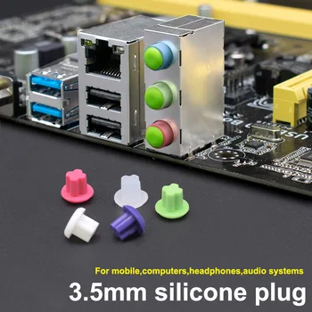 5pcs 3.5 mm Culoare Silicon Plug de Praf Cască Interfata Audio Laptop Telefon rezistent la Praf rezistent la apa Jack pentru Căști de Acoperire Imagine