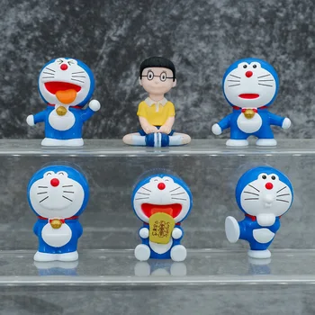 6Pcs/Lot Kawaii Doraemon Creative Micro Peisaj de Grădină Decor elemente de Recuzită Portret PVC Figurine de Jucărie Copil Cadouri de Craciun Imagine