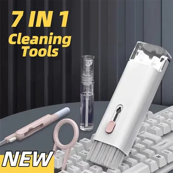 7-în-1 Kit de Curățare Pentru Airpods iPhone Aspirator cu Perie de Curățare Cască Pen Tastatură de Calculator Instrumente de Curățare Keycap Extractor Set Imagine