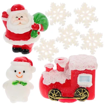8 Buc Mini Tren Om De Zăpadă Mini Trenuri Tort Ornamente De Decor În Miniatură Ambarcațiuni Accesorii Instrumente Imagine