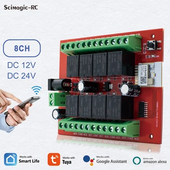 8CH Tuya Inteligent de Control de la Distanță în Circuitul Universal Comutator Wireless DC12V 24V Releu Receptor pentru Garaj Lumină Motor de Muncă Cu Alexa Imagine
