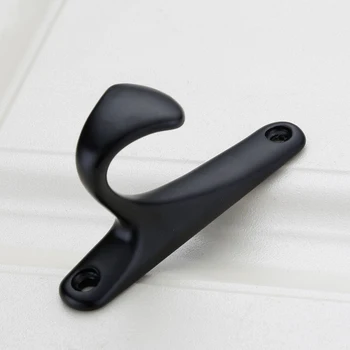 8cm 4cm Moderne Haine Simple Cârlig Agățat Ușă Haine Cârlig Negru Aluminiu Perforate pentru Uși și Ferestre Haine Cârlig Imagine