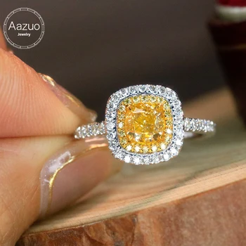 Aazuo Higquality bijuterii Reale Diamante Galbene 1.0 ct 18Kgold Pătrat LuxuryRings de Lux la Modă Partid Senior Bijuterii Fine Fierbinte Vinde Imagine