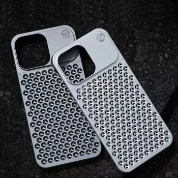 Aluminiu Fara rama Disipare a Căldurii Telefon Caz pentru iPhone 14 13 Pro Max Plasă Anti-toamna Gol Afară de Greu Capacul Metalic Ultra Subtire Imagine