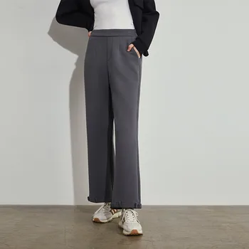 American Grey Pantaloni Sport pentru Femei de Primăvară și de Toamnă Liber Jambiere Casual de Pluș Pantaloni cu Talie Înaltă, Subțire Mici Pantaloni Largi Picior Imagine