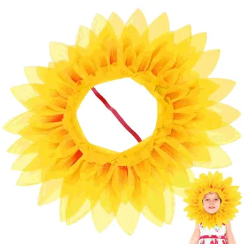 Amuzant Floarea-soarelui Pălării de Performanță Costum de Recuzită pentru Dans Festival Petrecere Copii, Petrecere Imagine