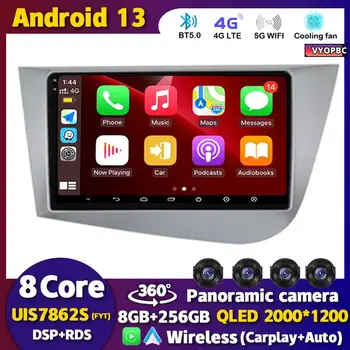 Android 13 Carplay Auto Radio Auto Pentru Seat Leon 2 MK2 ANII 2005-2007 2008 2009 2010 2011 2012 GPS Multimedia Player Stereo Wifi+4G, BT Imagine