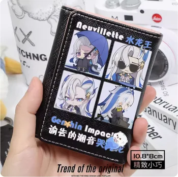 Anime Genshin Impact Neuvillette Moda Portofele PU Pungă Card de Monedă Hasp Sac de Bani Cosplay Cadou B014 Imagine