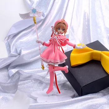 Anime Minunat Roz Card Captor SAKURA figurina PVC Model de Masina Decoratiuni Tort Bagheta Magica Fete Jucarii Cadou Cifre Modele Imagine