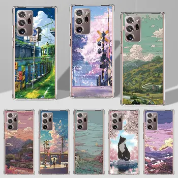 Anime-ul japonez Peisaj Acoperire pentru Samsung Galaxy Nota 20, Ultra 5G 10 Plus 9 8 TPU Caz Telefon Moale Bara de protectie S23 S22 S21 FE Caso Imagine