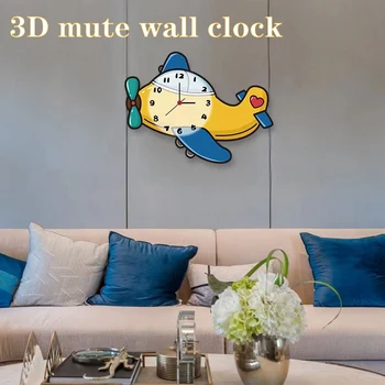 Avion de desene animate creative mut living dormitor camera copiilor de grădiniță ceas de perete ceas de moda drăguț decorativ de masă Imagine