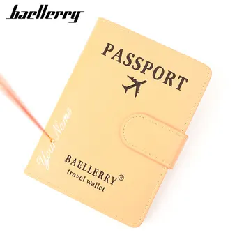 Baellerry Noi RFID Călătorie Pașapoarte Caz Numele Gravură Femei Portofele de Înaltă Calitate, de sex Feminin Cartelei Unisex Pașaport Clip Geanta Imagine