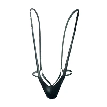 Barbati PU Piele Body Reglabil Lenjerie T-Spate G String Thong în Formă de Y Suspensor Salopeta Penis Mare Husă Gay Lenjerie Imagine