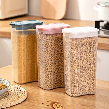 Bucătărie Transparent Cereale Distribuitor Borcan De Plastic Sigilat Cutie De Depozitare Container Acasă Spice Ceai, Cafea, Zahăr Cutii Ermetice Imagine