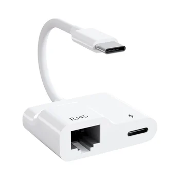 C USB La Ethernet Adapter, USB Tip C La RJ45 Gigabit Ethernet LAN Adaptor cu PD 60W Încărcător, pentru /Pro Imagine