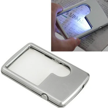 Card de Credit Led Magnifier Lupă cu Lumina din Piele de Caz Lupă Portabile Ultra-Subțire Pătrat cu LED-uri Lumina Imagine