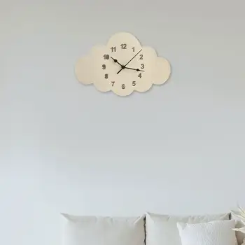 Ceas de Perete din lemn Ușor pentru a Instala Desene animate Perete Ornamente Tăcut Minimalist pentru Living Dormitor Birou Fermă de Interior Imagine