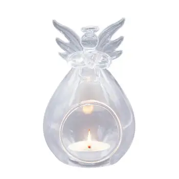 Clar Suport Lumanare Anti-vânt, rezistent la Căldură Înger Sticlă Sfeșnic Ceai Lumini de Lumânări, suporturi Pentru Nunta Florale Și Imagine
