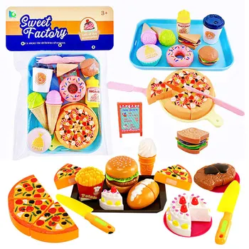 Copiii Simulare Alimente Pretinde Bucătărie Jucării Inghetata Hamburger, Pizza Fast-Food Kit Placa Pretinde A Juca Girl Jocuri Cadou Imagine