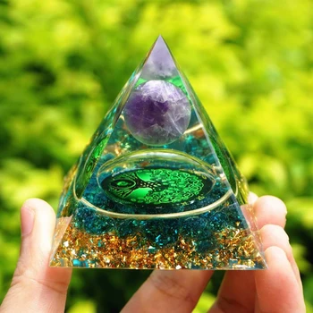 Cristale De Piatra Piramide Orgonice Generator De Energie Naturale, Ametist, Peridot Reiki Chakra Meditație Instrument De Cameră Decor Cadou De Crăciun Imagine