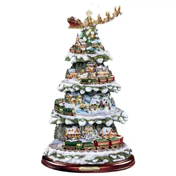 Crăciun Cristal Copac Moș Crăciun, Om De Zăpadă De Rotație Sculptura Fereastra Lipi Autocolant Iarna Petrecere De Anul Nou Decor Acasă Imagine