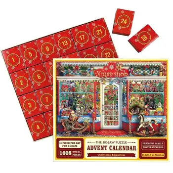 Crăciun Portabil Advent Calendar Jigsaw Puzzle-Uri Numărătoarea Inversă De Crăciun Puzzle-Uri Cadou 24 Advent Calendar Cutii De Puzzle-Uri Pentru Copii Pentru Baieti Imagine