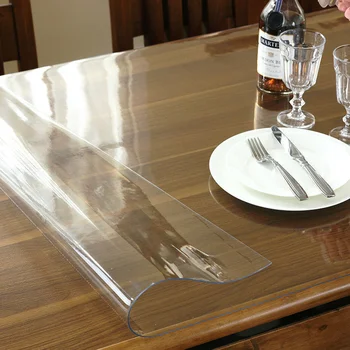 De sus de masă moale de sticlă fata de masa din PVC rezistent la apa, rezistente la ulei, se spală gratuit de plastic transparent tabelul mat ceai de masă gros de cristal placa Imagine