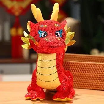 Design unic Dragon de Pluș Jucărie 2024 Zodiac Chinezesc Dragon Păpuși de Pluș Adorabil Trei-dimensional Mascote pentru Festivă Acasă Imagine