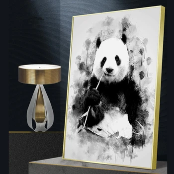 Drăguț Panda Mananca Bambus Arta Canvas Tablou Poster de Imprimare Cuadros de Arta de Perete pentru Camera de zi Decor Acasă (Fara Rama) Imagine