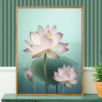 Elegant Lotus DIY Vopsea de Numărul Imagine de Colorat Zero Baza HandPainted Tablou De Numărul De Adulți Pe Panza Unic Gif Imagine