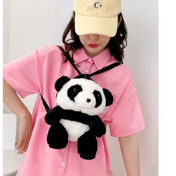Fata inima panda drăguț păpușă de pluș rucsac desene animate panda mic ghiozdan cadou sac fată Imagine
