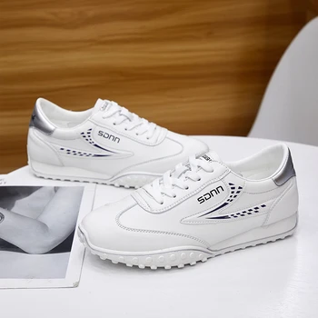 Femei Pantofi Dantela-Up Adidași De Moda Bord Alb Casual Vulcanizat Pantofi Platforma Tendință Ușoară De Tenis Doamnelor Rularea Pantofi Flats Imagine