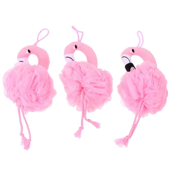 Flamingo Baie Bubble Cu Bile Duș Bureți Bile De Baie Instrumente Plasă De Flori Adorabil De Desene Animate Pentru Copii Imagine